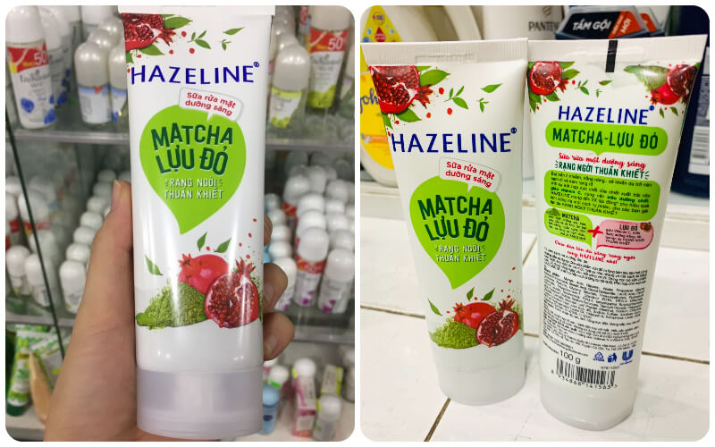 Sữa rửa mặt Hazeline giúp da sáng mịn Matcha lựu đỏ