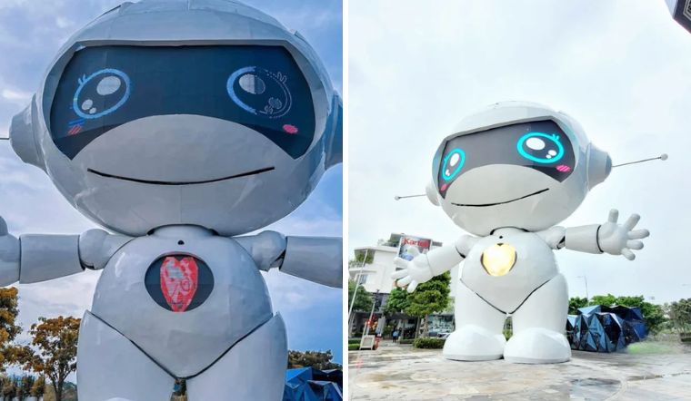 Bạn trẻ đổ xô check-in với chú robot khổng lồ trong khu đô thị tại TP Thủ Đức