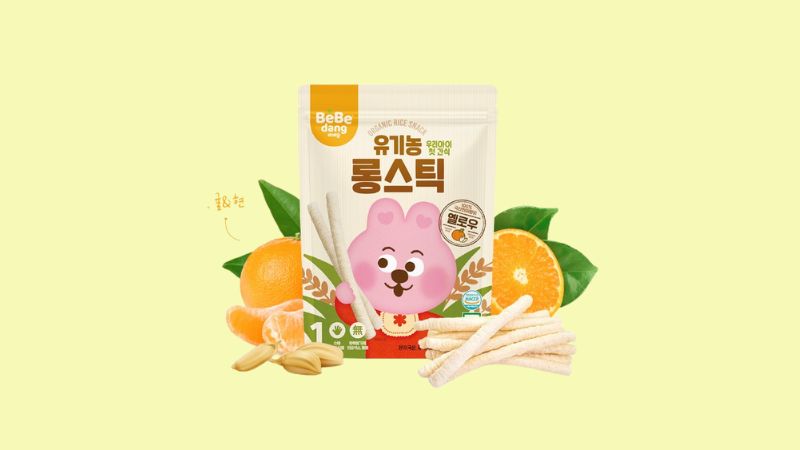 Bánh gạo lứt hữu cơ ăn dặm Bebedang vị cam và gạo lứt