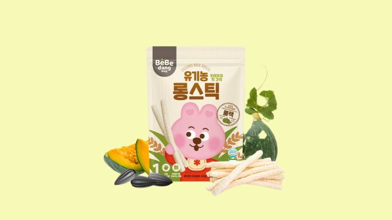 Bánh gạo lứt hữu cơ ăn dặm Bebedang vị bí đỏ và mè đen