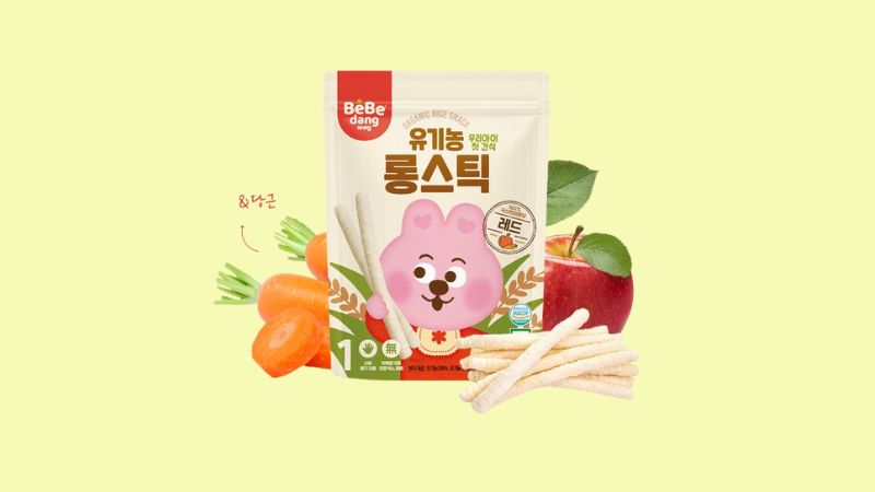 Bánh gạo lứt hữu cơ ăn dặm Bebedang vị cà rốt và táo
