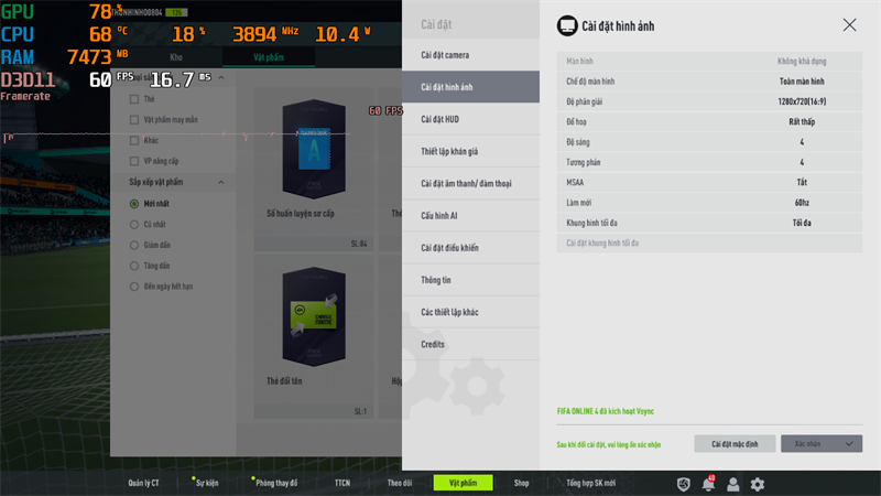 Thiết lập cầu hình tựa game FIFA Online 4 trên HP Probook 450 G9.