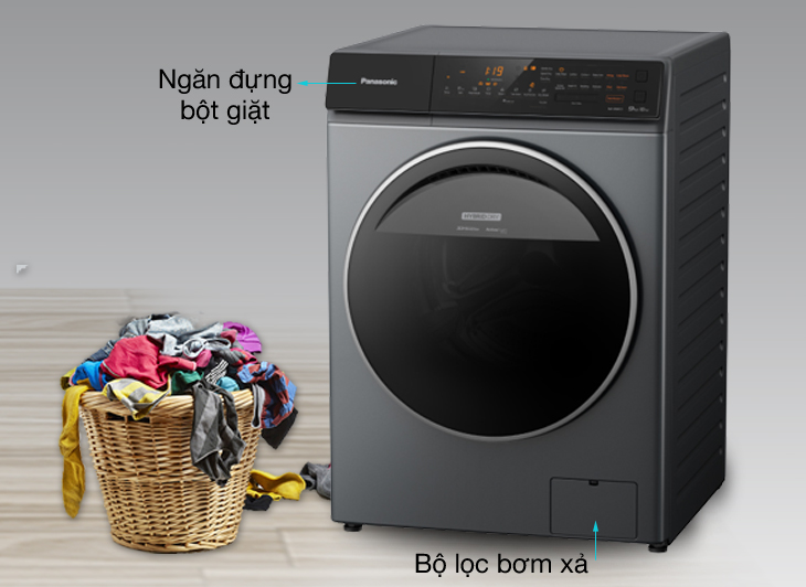 Máy giặt sấy Panasonic Inverter 9 kg NA-S96FC1LVT có ngăn đựng bột giặt riêng bên ngoài
