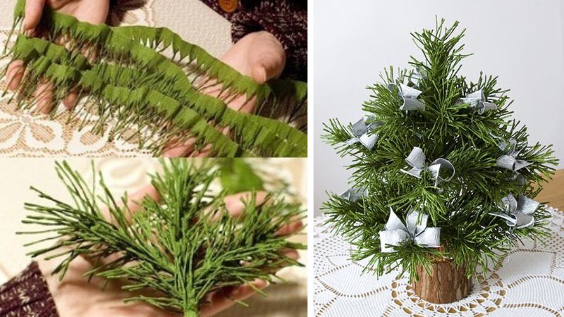 Cách làm cây thông Noel bằng giấy nhún