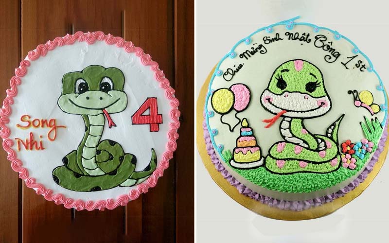 Bánh sinh nhật con rắn dễ thương đáng yêu
