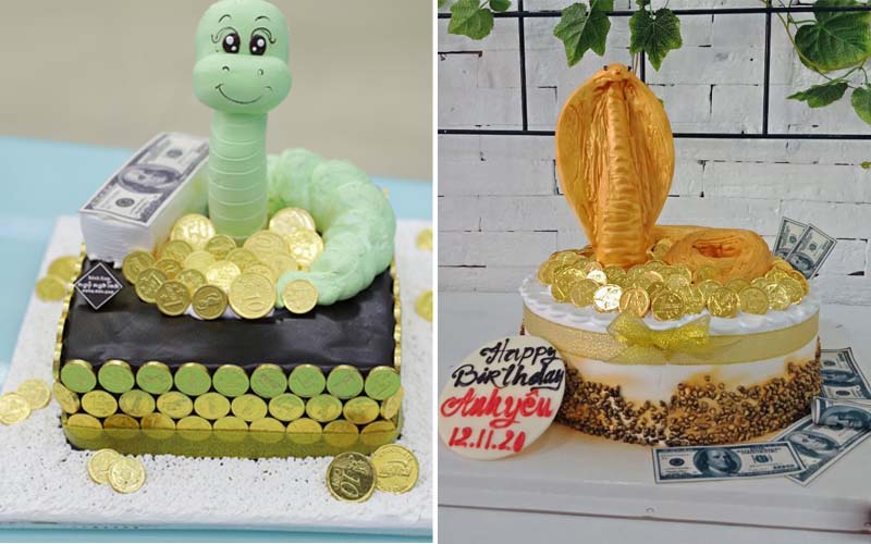 Beautiful 3D snake birthday cake