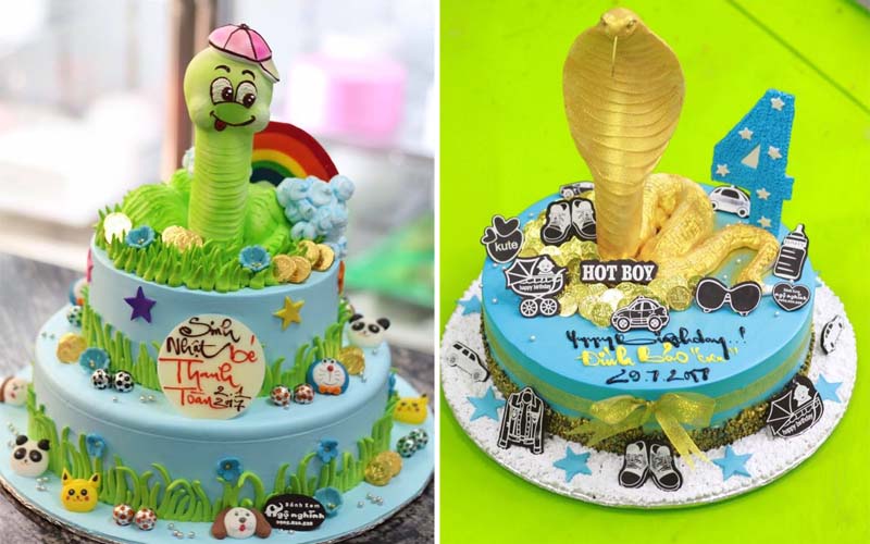 Unique 3D snake birthday cake