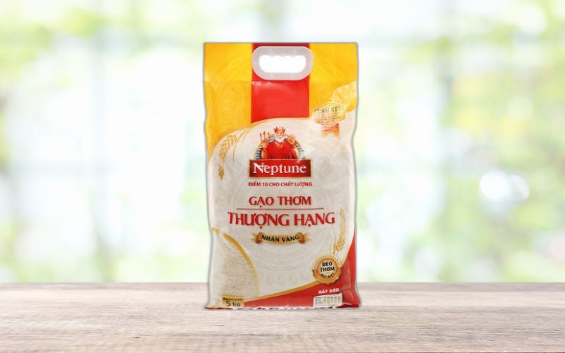 Gạo thơm thượng hạng Neptune Nhãn Vàng túi 5kg