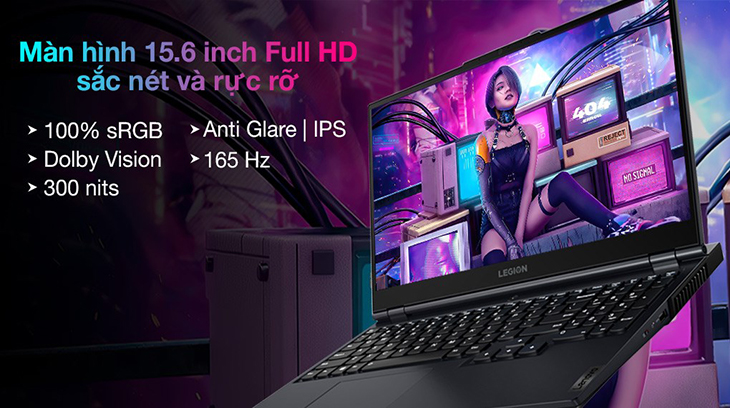Laptop Lenovo Gaming Legion 5 có màn hình 15.6 inch cùng độ phủ màu 100%