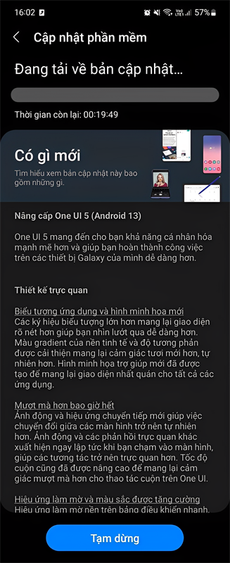 Vào phần cặt đặt để tải xuống ngay bản cập nhật Android 13 và One UI 5.0 mới nhất