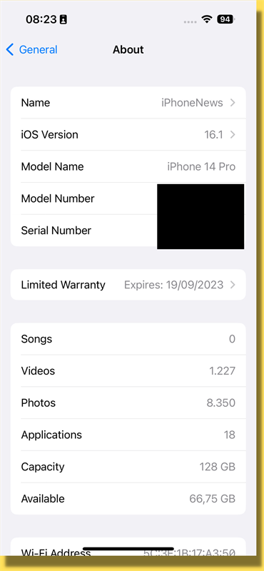 Tại thời điểm mình trải nghiệm máy thì iOS 16.1 là bản cập nhật mới nhất.