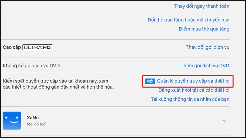 Cách quản lý đăng nhập tài khoản trên Netflix