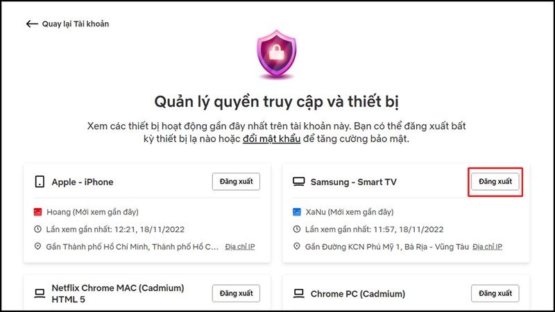 Cách quản lý đăng nhập tài khoản trên Netflix