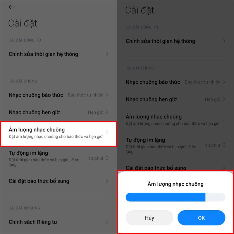 Cách chỉnh âm lượng báo thức