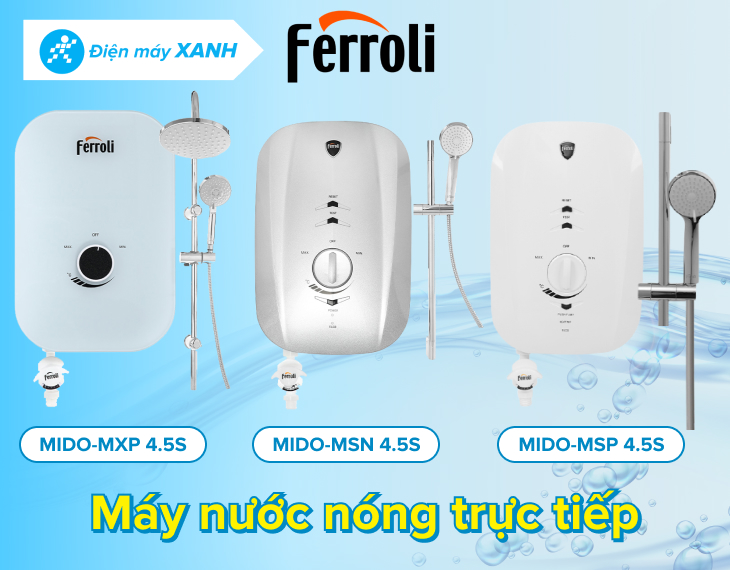Các model máy nước nóng trực tiếp Ferroli