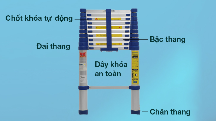 Cấu tạo của thang rút đơn