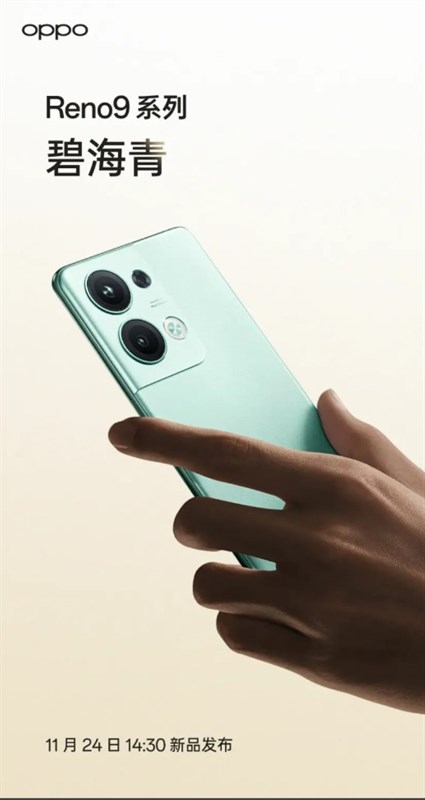 Poster giới thiệu về thời gian ra mắt dòng sản phẩm OPPO Reno9