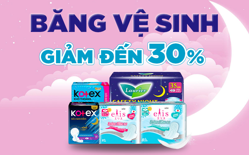 Từ 21/11 – 30/11/2022, băng vệ sinh, quần lót giấy giảm đến 30%