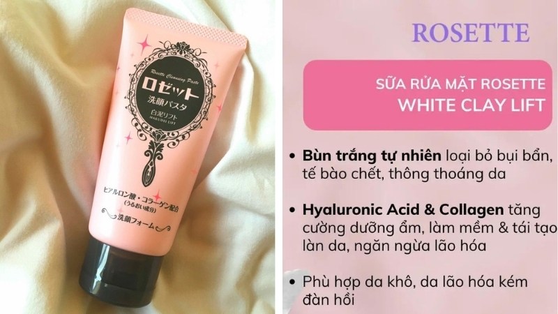 Thành phần chính sữa rửa mặt Rosette ẩm mịn và săn chắc da