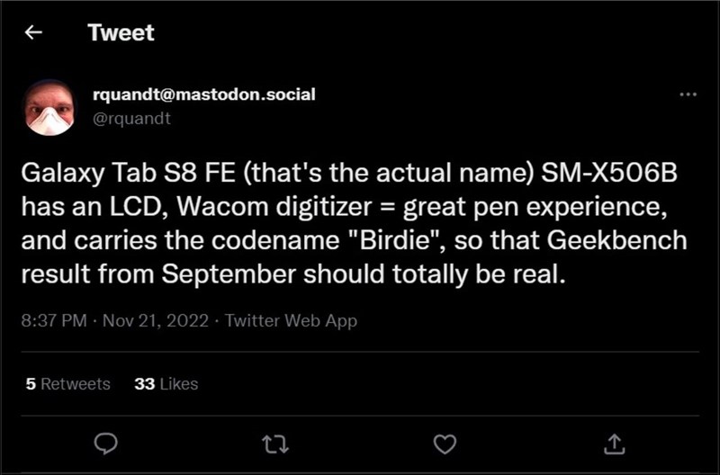 Bài đăng của một leaker trên Twitter cá nhân