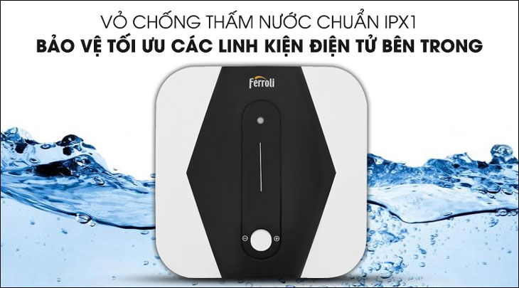 Máy nước nóng gián tiếp Ferroli MIDO SQ sở hữu vỏ bình chống thấm nước IPX1