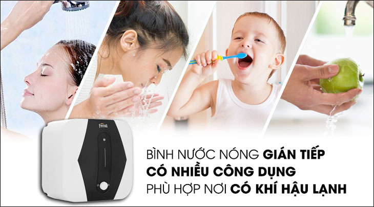 Máy nước nóng gián tiếp Ferroli MIDO SQ sử dụng cơ chế làm nóng gián tiếp, thích hợp với khu vực có khí hậu lạnh
