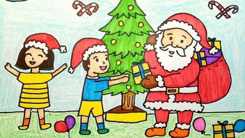 Ông già Noel trao quà cho trẻ em