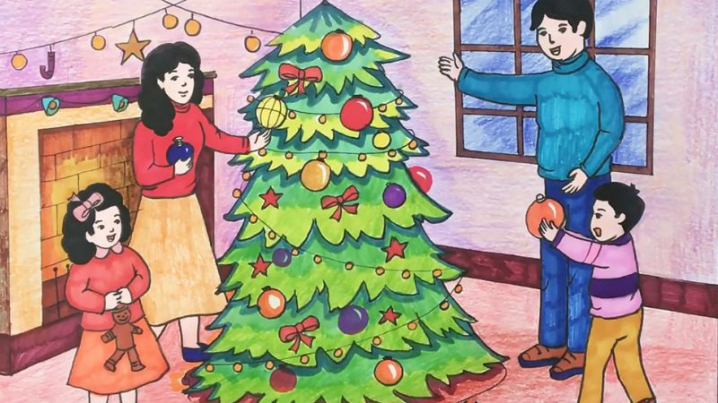 Top 101+ về vẽ phong cảnh noel - Eteachers