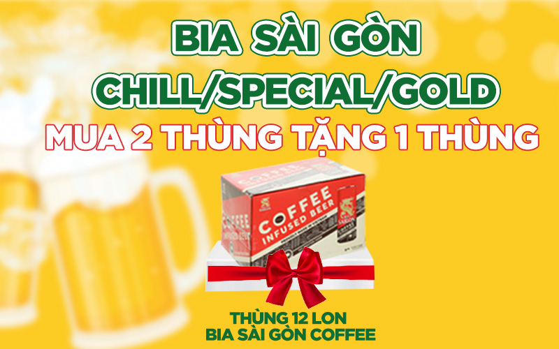 Từ 25/11 – 30/12/2022, mua 2 thùng bia Sài Gòn tặng 1 thùng bia Sài Gòn Coffee