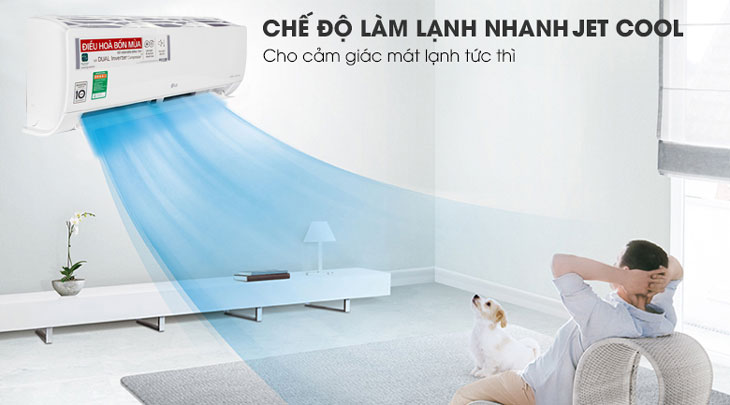 Máy lạnh 2 chiều LG Inverter 1 HP B10END được tích hợp chế độ Jet Cool giúp làm lạnh nhanh