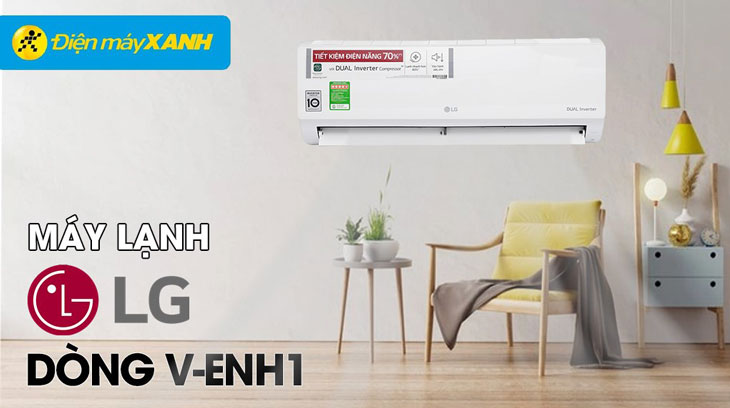 Máy lạnh LG Inverter 1 HP V10ENH1 sở hữu thiết kế đẹp mắt với tông màu trắng chủ đạo