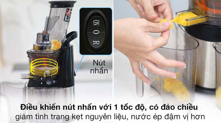 Máy ép chậm Kalite KL-565 sử dụng điều khiển nút nhấn với 1 tốc độ