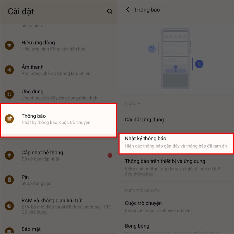 Cách xem lịch sử thông báo trên Vivo V25 Pro