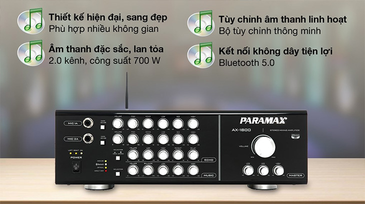 Amply Karaoke Paramax AX-1800 có nguồn gốc thương hiệu Việt