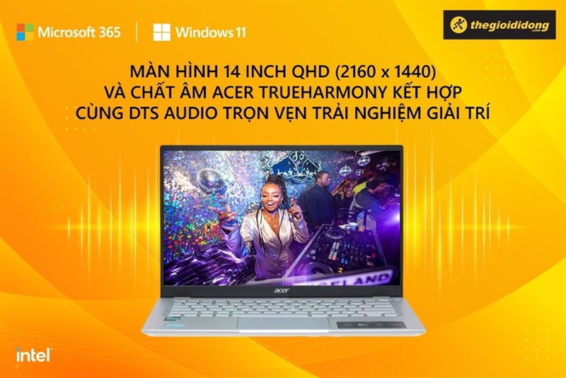 Acer Swift 3 SF314 512 56QN i5 - Màn hình 14 inch và chất âm Acer Trueharmony trọn vẹn trải nghiệm giải trí