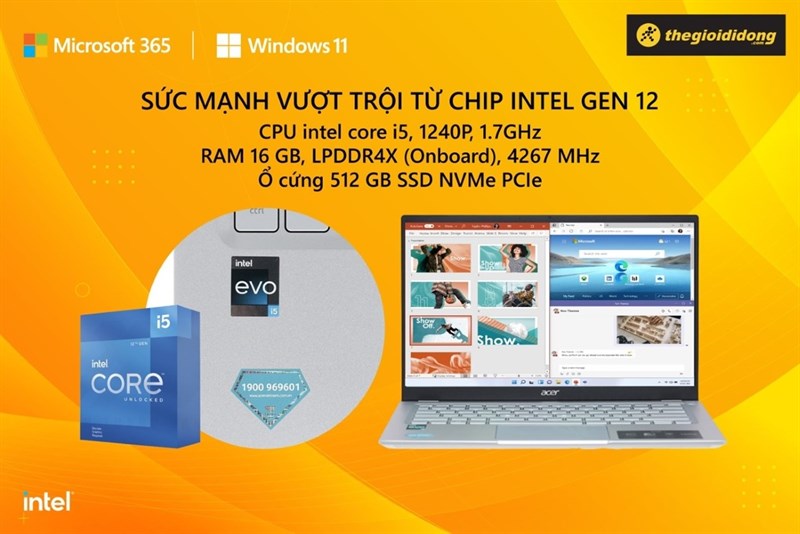 Acer Swift 3 SF314 512 56QN i5 - Sức mạnh vượt trội đến từ chip Intel Gen 12