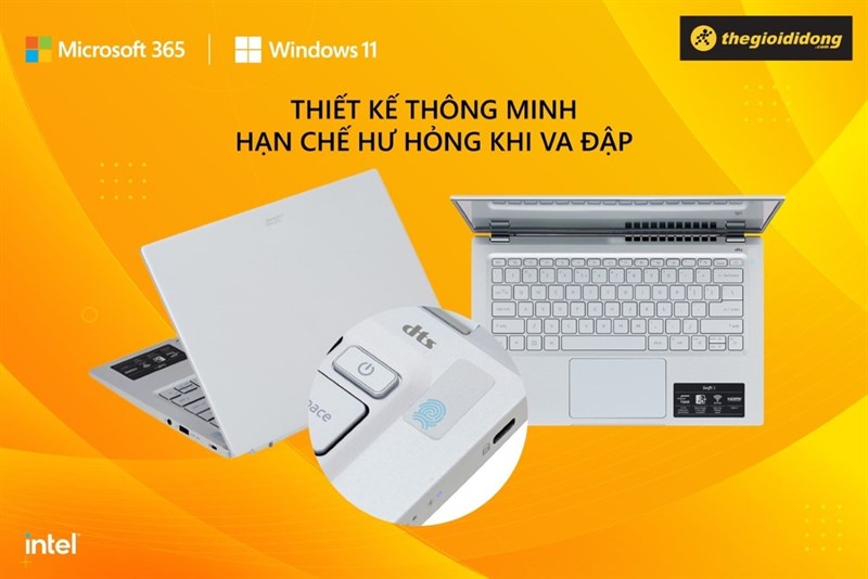 Acer Swift 3 SF314 512 56QN i5 - Thiết kế thông minh, hạn chế hư hỏng khi va đập