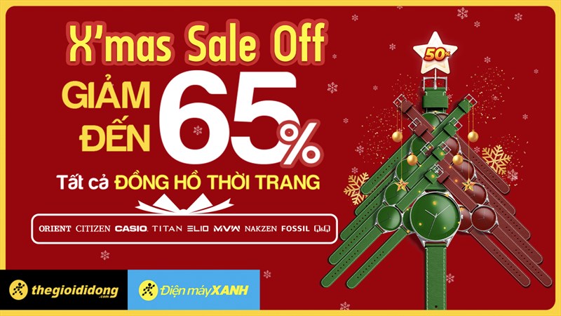 X-Mas ưu đãi 'max': Giảm hơn 65%++ cho tất cả đồng hồ thời trang tại TGDĐ