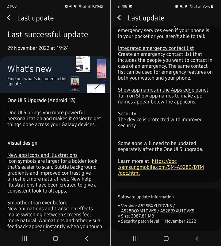 Galaxy A52s 5G nhận bản cập nhật Android 13