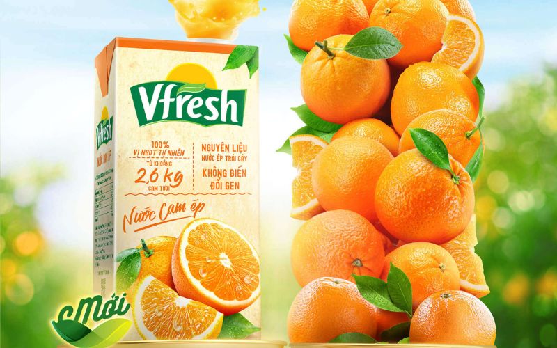 Thành phần và hương vị của nước cam ép Vfresh từ 2,6kg cam tươi