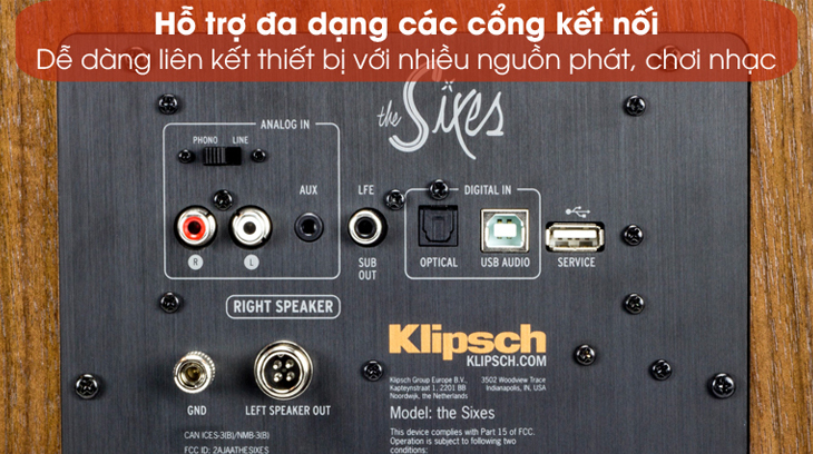 Cặp loa Klipsch The Sixes Walnut trang bị kết nối có dây lẫn bluetooth để bạn linh hoạt kết nối với nhiều nguồn phát