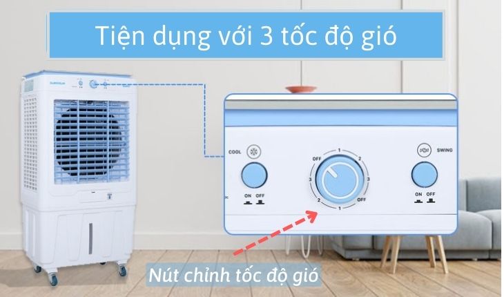 Tiện dụng với 3 tốc độ gió