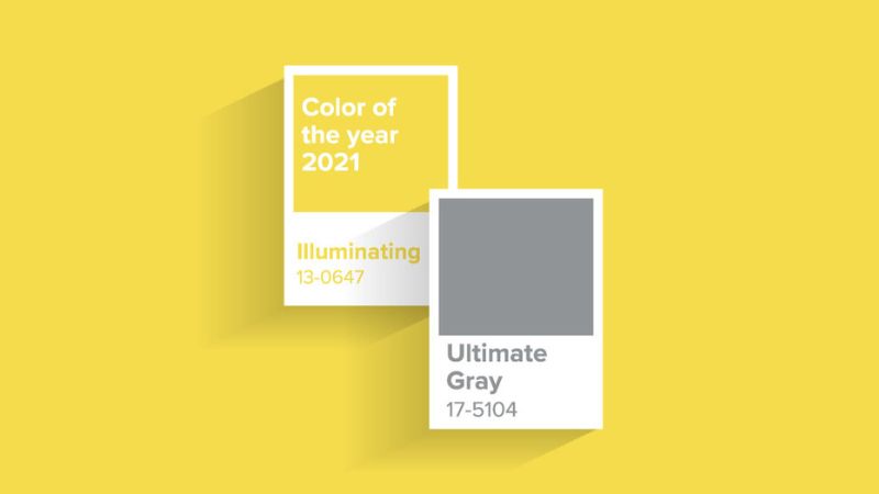 Màu sắc chủ đạo của Pantone 2021 - Xám tối thượng (Ultimate Gray 17-5104), Vàng rực rỡ (Illuminating 13-0647)