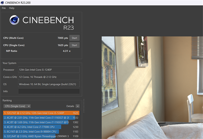 Điểm Cinebench R23 của ASUS ExpertBook B5 (B5402CB).
