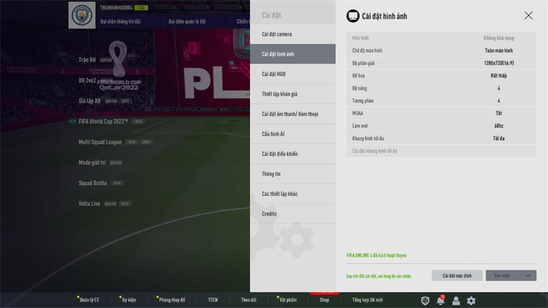 Thiết lập đồ họa game FIFA Online 4 trên ASUS ExpertBook B5 (B5402CB).