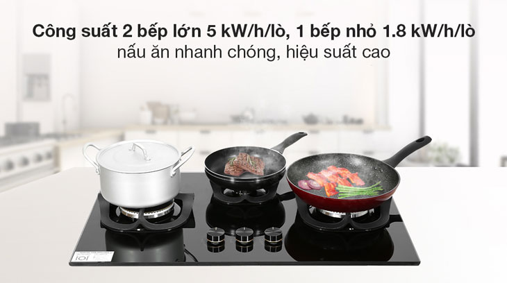 Bếp ga âm Electrolux EHG8321BC có công suất mạnh mẽ giúp nấu ăn nhanh