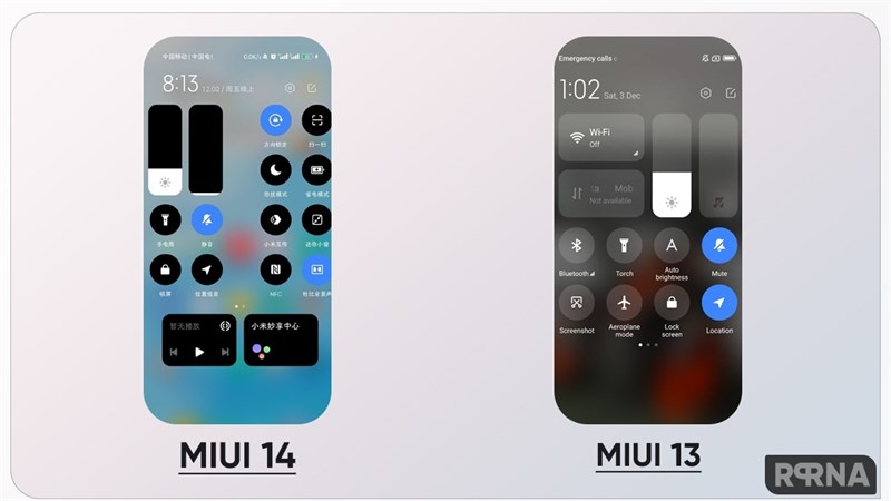 Trung tâm điều khiển trên MIUI 14 và MIUI 13