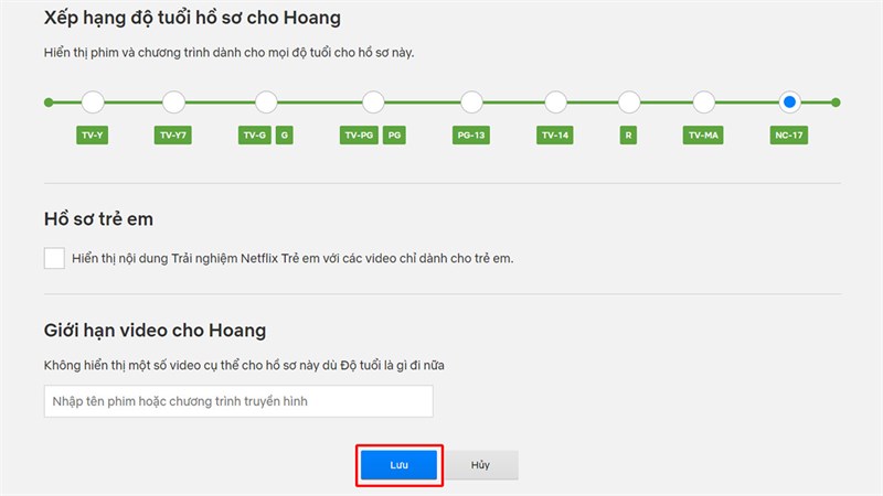 Cách giới hạn nội dung phim theo độ tuổi trong Netflix