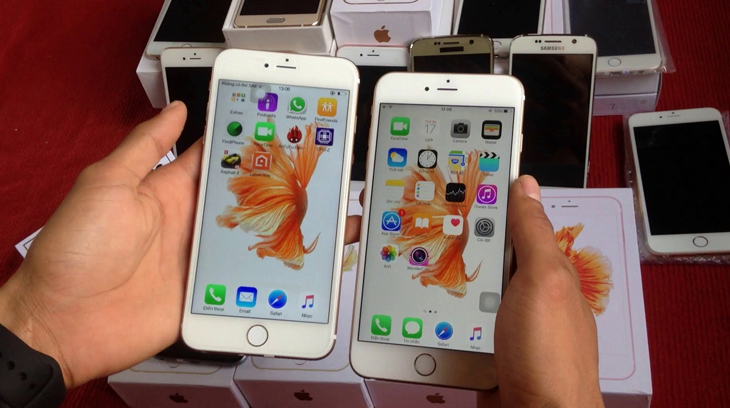 Trường hợp iPhone 6s Đài Loan (bên trái) hiện thị kém hơn so với iPhone 6s chính hãng (bên phải)