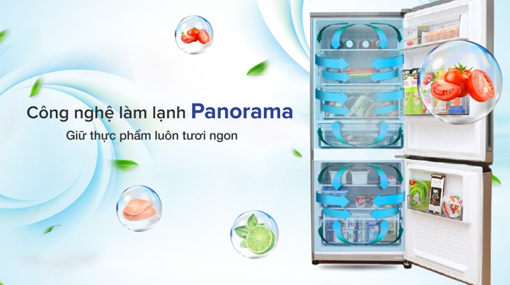 Tủ lạnh Panasonic Inverter 255 lít NR-BV280QSVN tích hợp công nghệ Panorama giúp làm lạnh hiệu quả